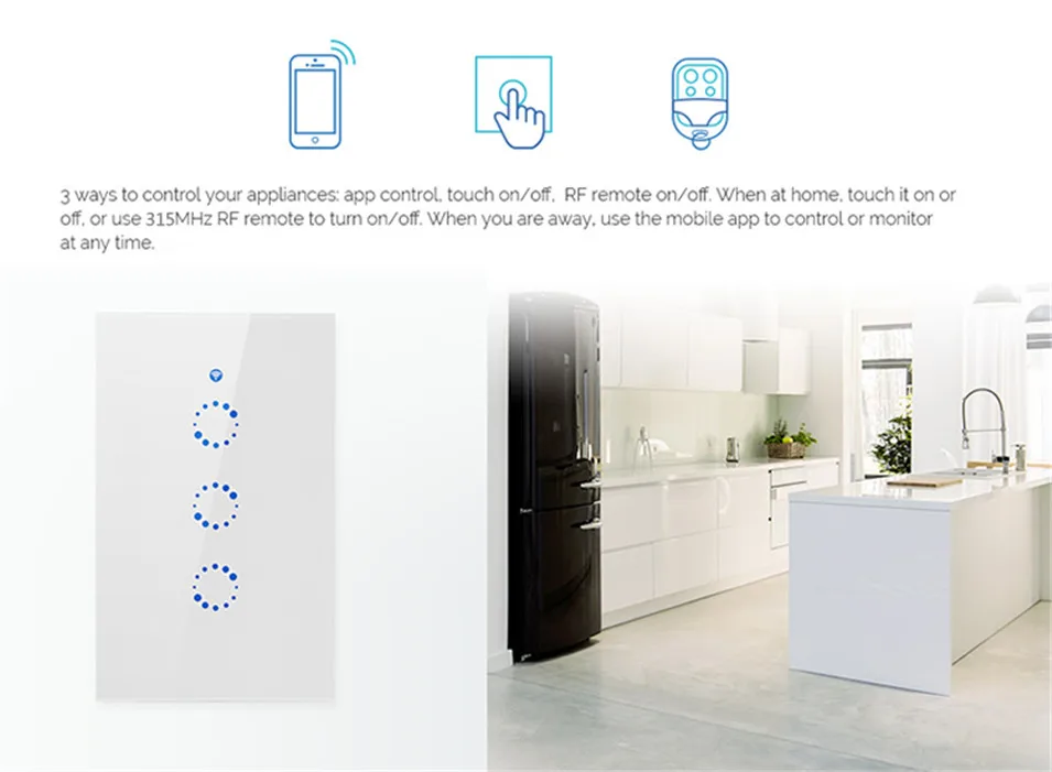 Sonoff T1 US 1 2 3 банды, сенсорный/RF315/ewelink приложение Wi-Fi удаленный настенный светильник переключатель, умный дом настенный переключатель работает с Alexa, Google Home