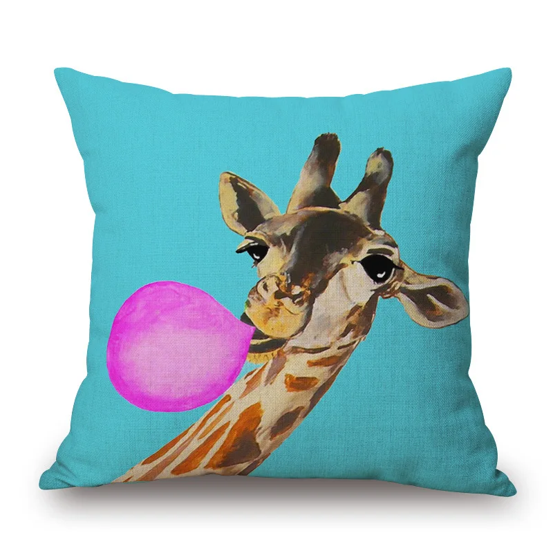 Подушка-Жираф, чехол для подушки в виде животных, домашний декор, поясное сиденье для автомобиля, дивана, наволочка для подушки 45*45, моющаяся, без наполнения