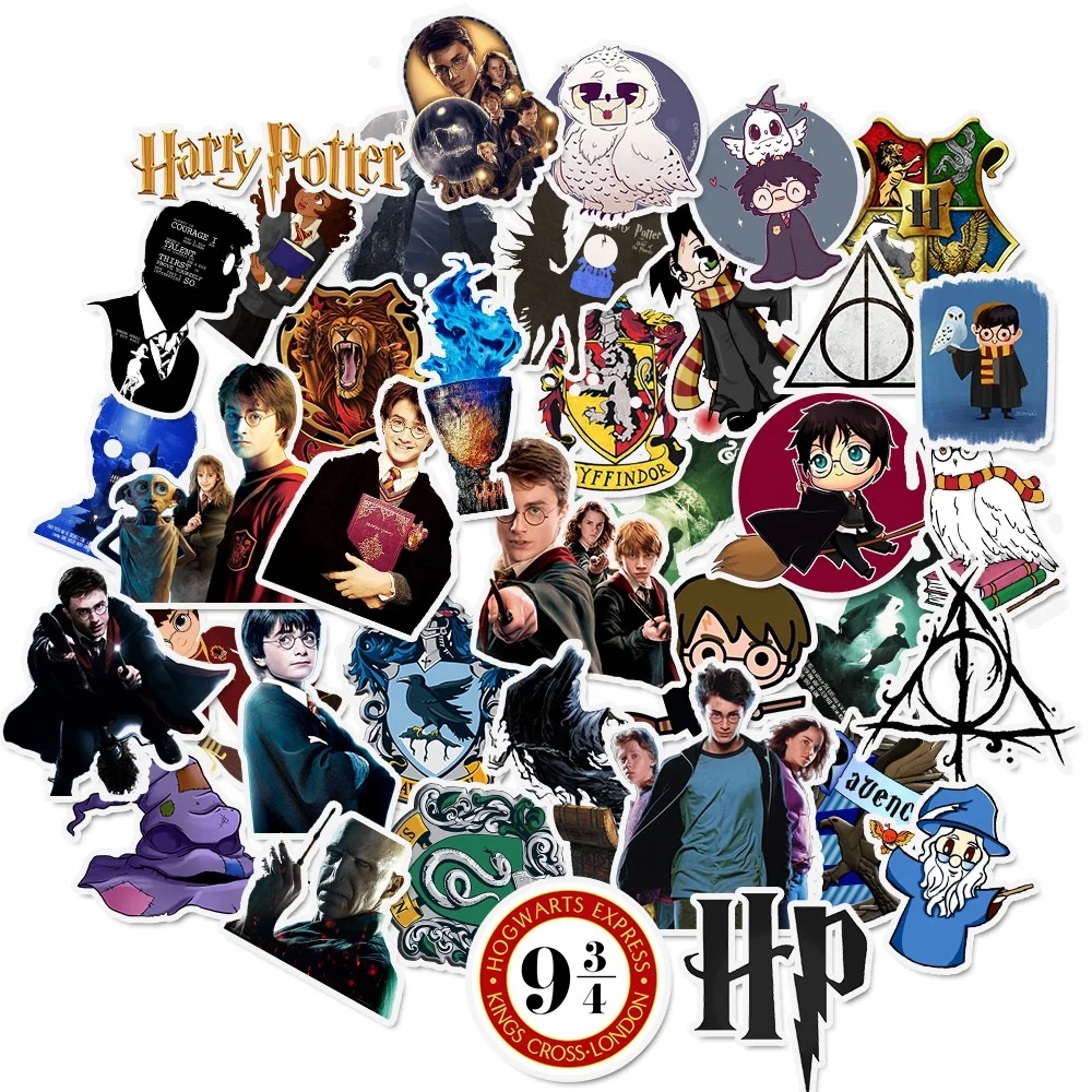 50 PCS Harry Hogwarts Stickers Cartoon Harri Magic Waterproof DIY Decals Sticker for Fridge Suitcase Stationery Developer Decor