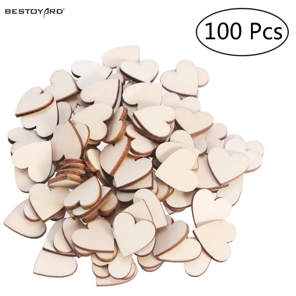 

Wood DIY Wooden Hearts Star Embellishments Art Decor Scrapbooking Wedding DIY Crafts Christmas Party Decoration