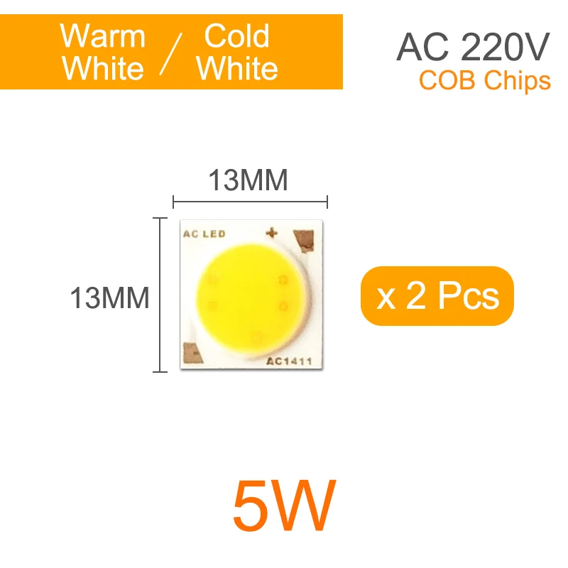 Kaguyahime светодиодный чип COB 220 В 20 Вт 30 Вт 50 Вт 100 вт DIY интегрированный чип прямоугольная лампа без необходимости драйвера для прожектора - Испускаемый цвет: COB 5W 2Pcs