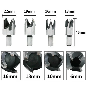 

5/8 1/2 3/8 1/4 4pcs Wood Plug Cutter Cutting Tool Woodwork Plug Cutting Drill Bit Set Claw Cork Drill