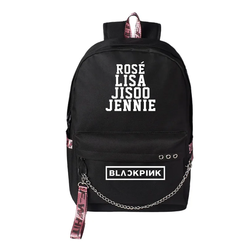 

kpop BLACKPINK LiSa Same paragraph backpack Large capacity USB charging bookbag Korean backpack canvas backpack purse backpacks