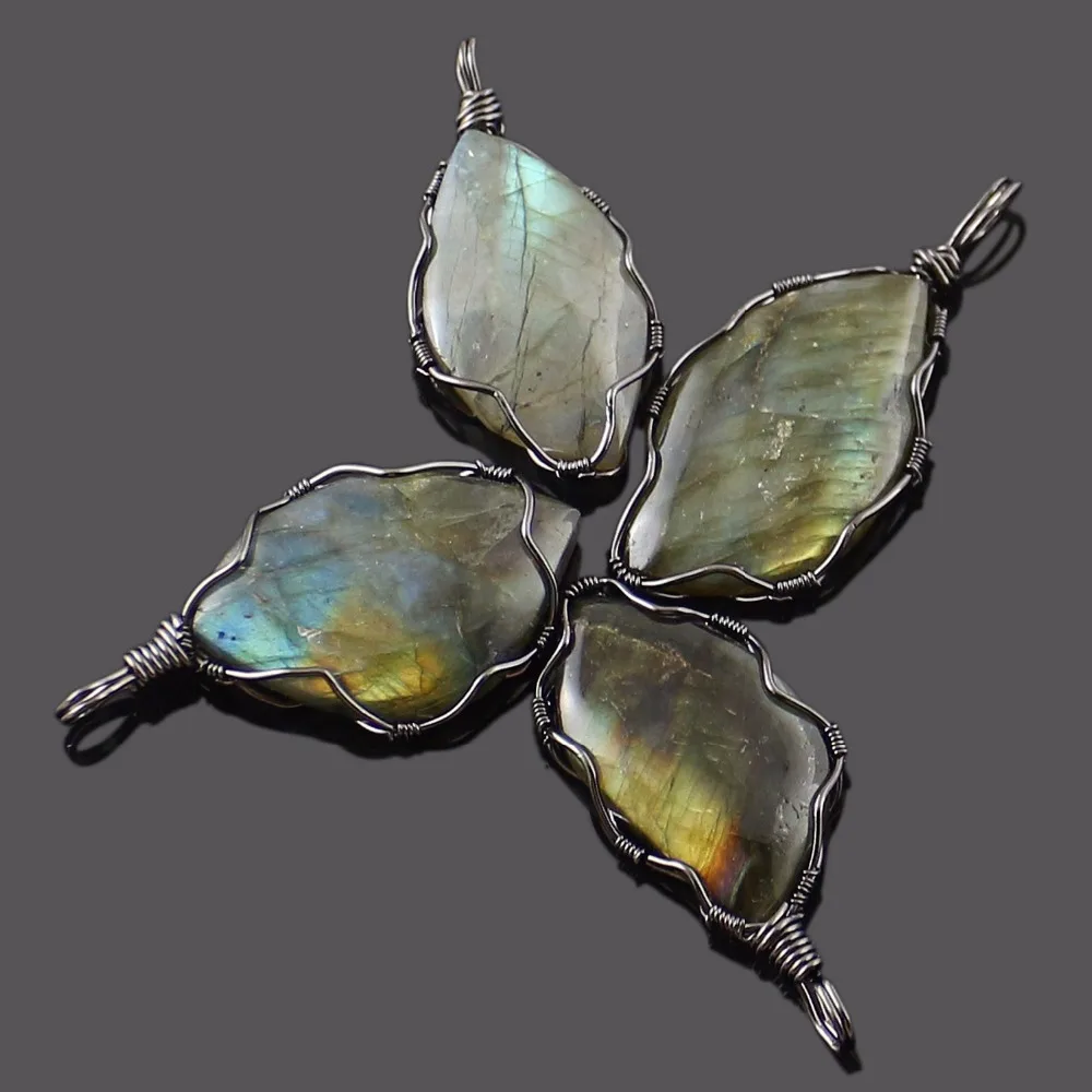 

Vintage Handmade Wire Wrapped Natural Original Quartz Stone Nuggets Irregular Real Labradorite Stone Pendants Women Men Jewelry