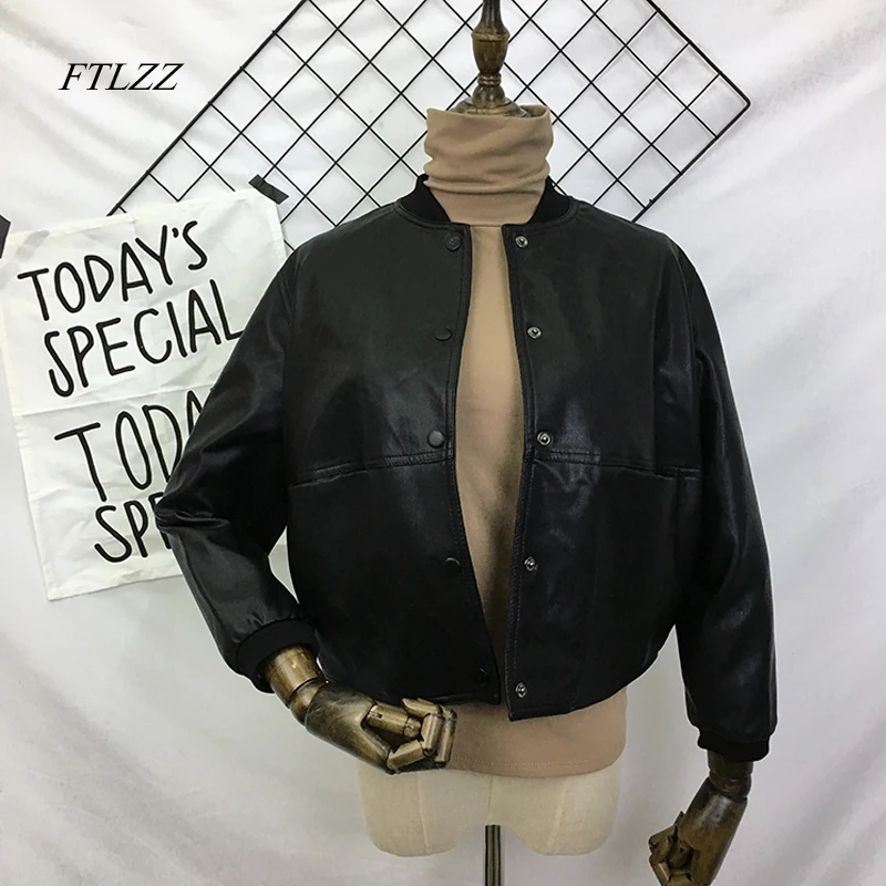

Ftlzz Spring Faux Leather Jacket Women Slim Short Design Punkfashion Biker Jackets Good Quality Free Accessories Motor Coats