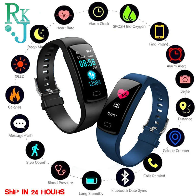 

2019 Y9 smart Bracelet Fitness Tracker With Pressure Measurement plus pedometer sport blood pressure smart watch Col Mi Band 3