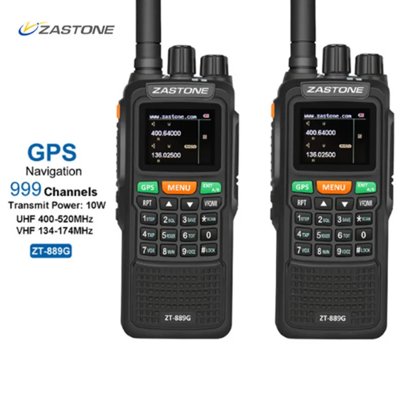 2 шт. ZASTON г 889 г портативный двухстороннее радио 5 км -10 км UHF/VHF 10 Вт 999CH 3000 мАч рация Ham CB радио Comunicador для изучения