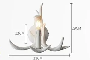 Деревянный декоративный светодиодный настенный светильник из смолы, бра, оленьи рога, Ретро Белый олень, настенный светильник, светильник светодиодный, ветка дерева - Цвет абажура: R