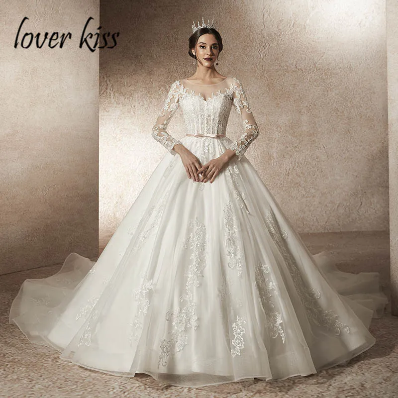 35603 35 De Réductionamant Baiser Vestido De Noiva 2019 à Manches Longues Tulle Robe De Mariée Princesse Robes De Bal Pour Les Mariages Abiti