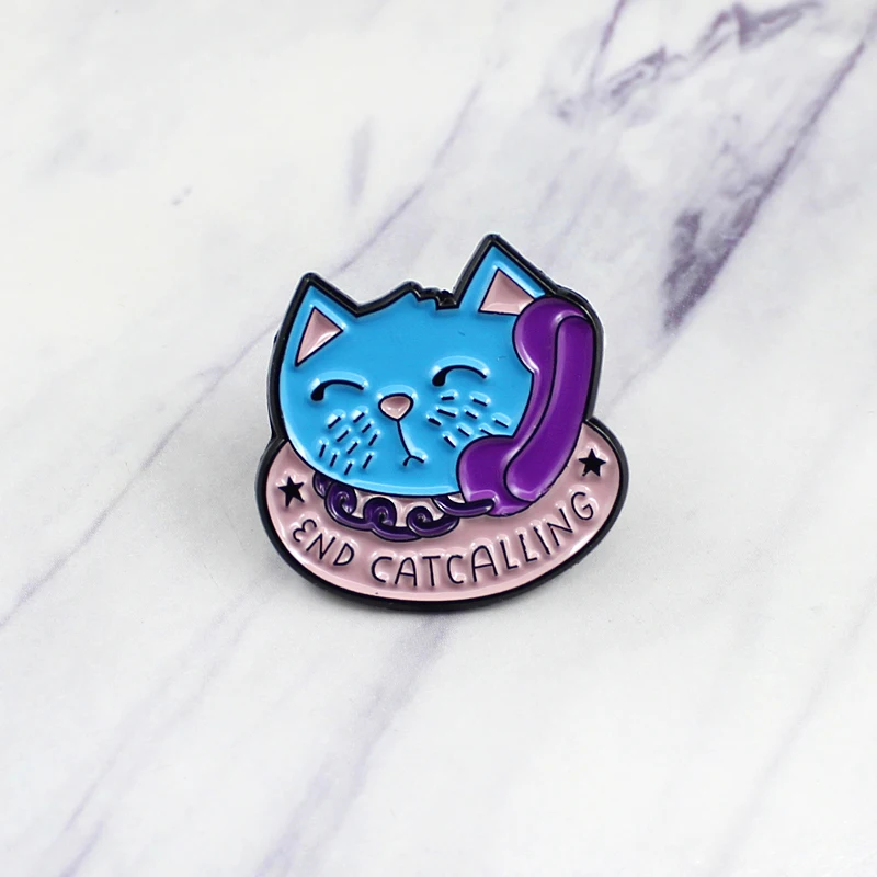Эмалированная булавка на телефон Smile Blue Cat значок подарок для любимого человека