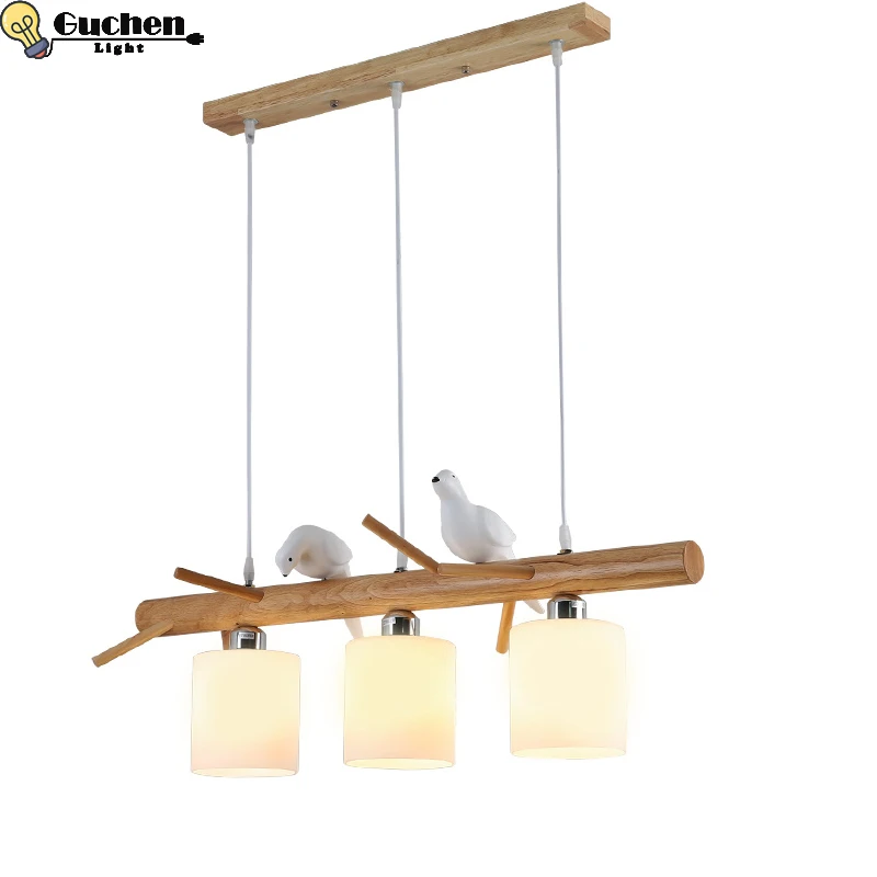 

Modern led Pendant Light bird Kitchen lamp Nordic Dining Room Restaurant loft Bar Fixtures Hanging Home Decor Lighting E27 wood