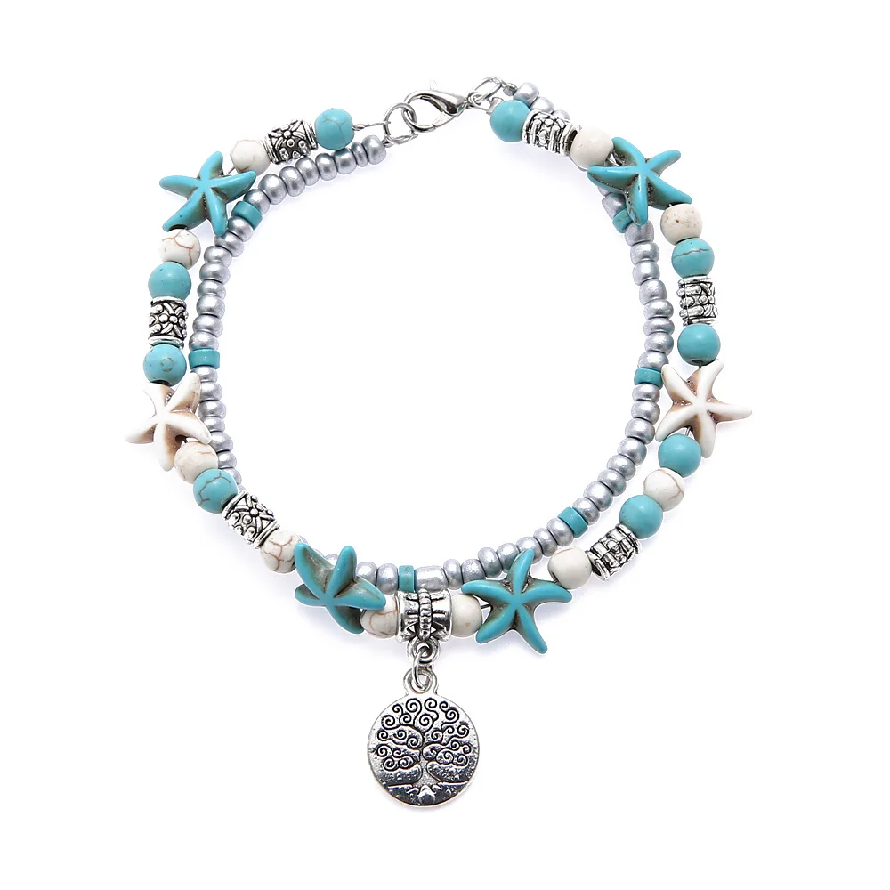 

Sea Turtle Starfish Beach Shell leg Anklet ankle anklets Bracelet For Women boho barefoot sandals Bracelets fashion jewelry