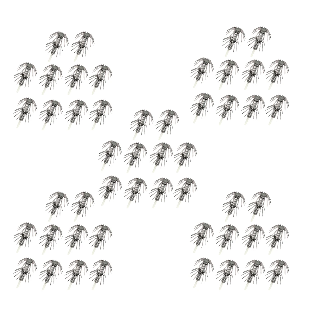 10pcs Stainless Steel Squid Jig Hooks Sea Fishing Hooks Glow in Dark Fishhooks DIY Umbrella Hook DIY Umbrella Hook