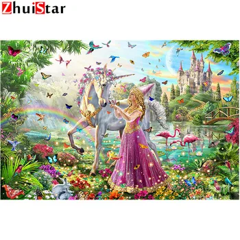 

Full square 5D DIY diamond painting forest princess and horse cross stitch mosaic pattern diamond embroidery rhinestone home ZWQ