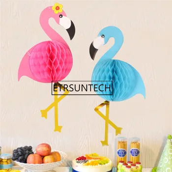

100pcs Pink Blue Flamingo Honeycomb Ball Paper Flowers Ball Wedding Decoration Party Honeycomb Ball Baby Shower Decoration
