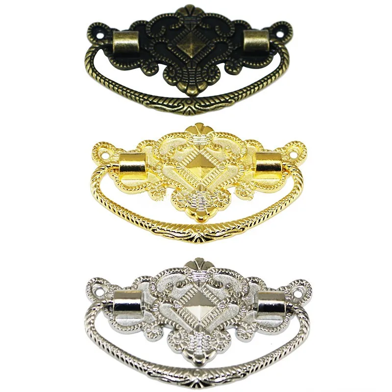 

Vintage European Alloy Door Knob,Wooden Wine Gift Box Furniture Flower Handle Knobs, Alloy Hollow Dresser Handles,72*44mm,10Pcs