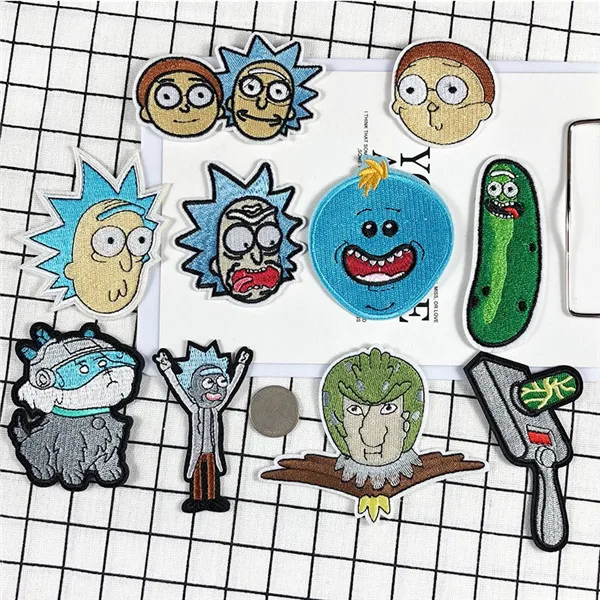 

1pcs Cartoon character cloth stickers American anime Rick and Morty gum embroidery clothing decoration patch