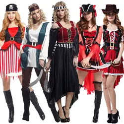 Halloween Carnaval de la Mujer Adulta de Purim Caribe Pirata Disfraz Piratas Disfraces Vestido de Lujo Cosplay Set para Mujeres Halloween Carnaval de la Mujer Adulta de Purim Caribe Pirata Disfraz Piratas Disfraces Vestido de Lujo Cosplay Set para Mujeres