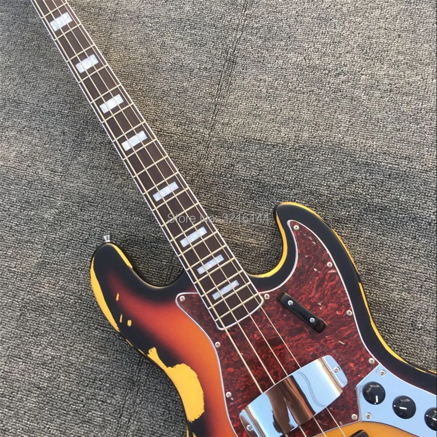 Antiques, do old four string jazz bass. Real photos, factory wholesale, fade, handmade, relics 4 string bass