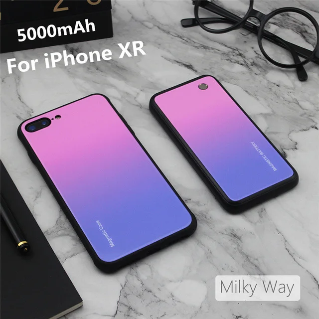 Pink For XR KQJYS портативный блок питания 5000 мАч для iPhone XR блок питания беспроводное магнитное зарядное устройство для iPhone X Xs Max - Цвет: Pink For XR