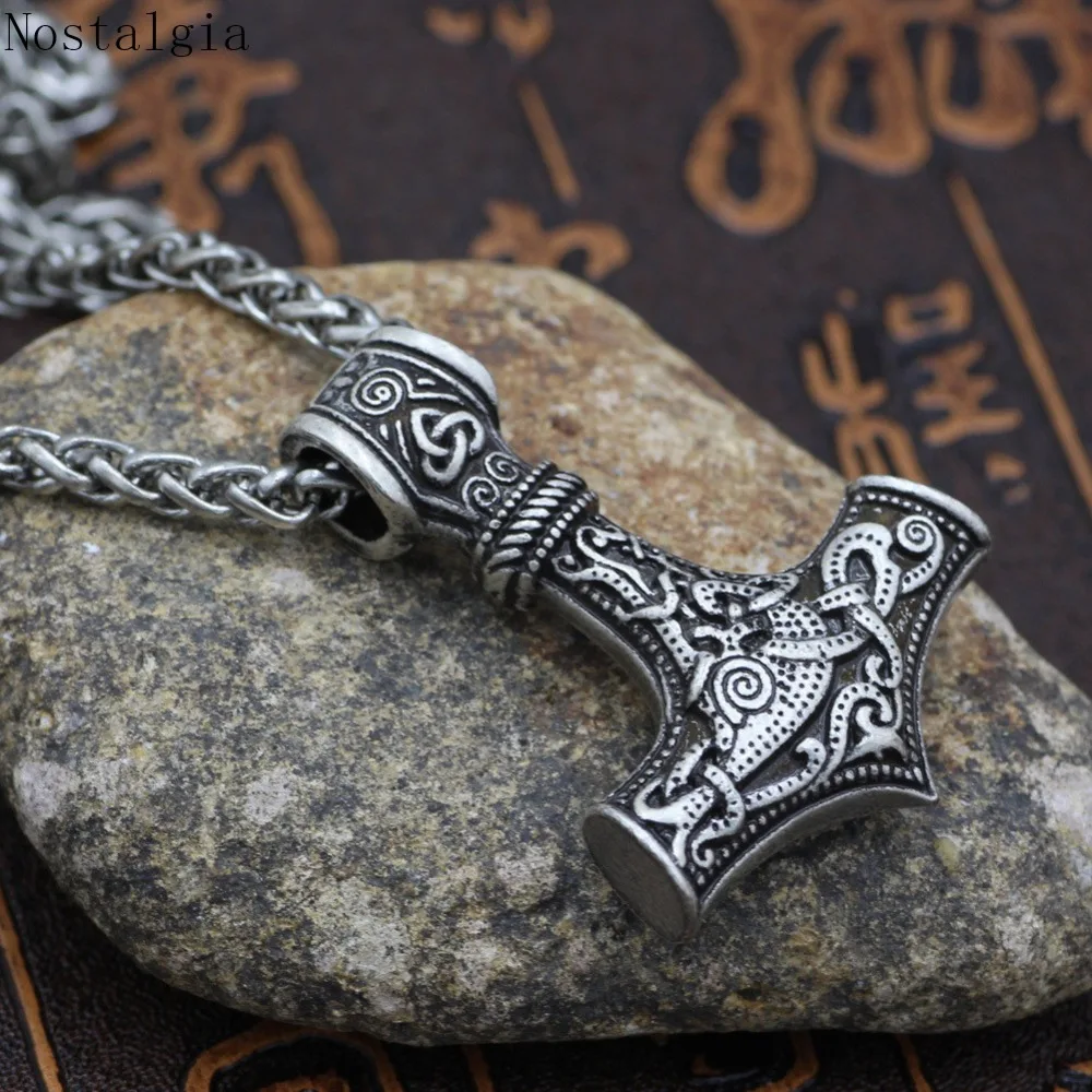 Молот Тора кулон Mjolnir амулет Norse ювелирные изделия винтажное ожерелье|Ожерелья с