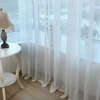 Fuax Linen White Tulle Curtains for Kids Bedroom Soft Cross Pattern Voile Curtains for Living Room Treatment Voile Tulle 3