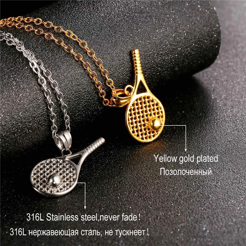 New Tennis Racket Pendant Necklace 