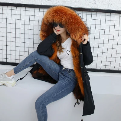 Jacket Women Winter Parkas Long Big Fox Fur Collar Hooded Coats 2018 Ladies Fur Linen Thickened Warm Jackets Plus Size Coat LZ962 (9)