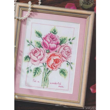 

rose flowers Needlework,DIY 14CT unprinted Cross stitch Embroidery Counted White canvas Cross-Stitching hand crafts living room