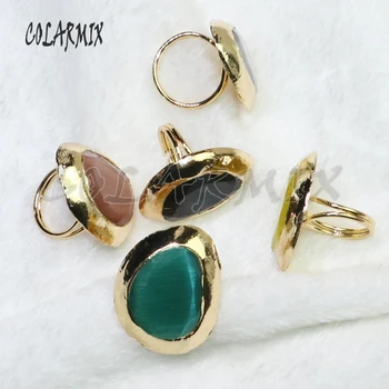 

5 pieces stone rings cat-eye stone rings mix colors wholesale jewelry custom jewelry bang rings adjustable rings 9187
