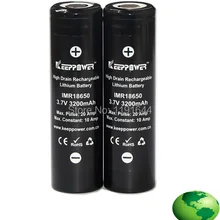 2 шт./лот,, Keeppower 3,7 V 18650 IMR 3200mah Max 20A разрядка, электронная сигарета