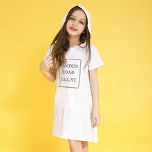 2016 Summer Girls Dresses Overalls Letter Print Pocket Dress With Hat Teens Clothing for Age 5