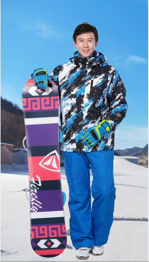 Marsnow, мужские лыжные костюмы, комплект, теплая куртка с капюшоном для сноуборда+ штаны, лыжный костюм для мужчин, ветрозащитная Водонепроницаемая зимняя спортивная одежда для улицы - Цвет: 14