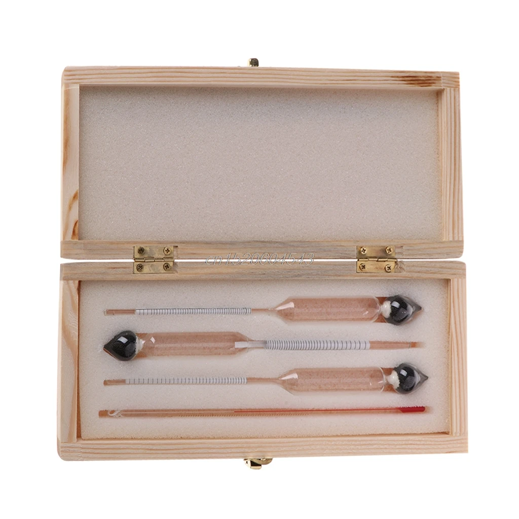

3 Pcs 0-100% Hydrometer Alcoholmeter Tester Set Alcohol Concentration Meter + Thermometer R08 Drop ship