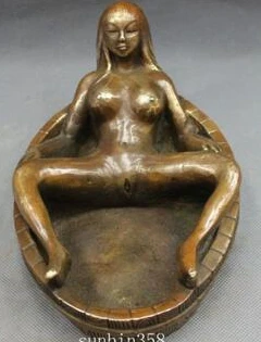 

Copper Brass craft collecting OLD copper decoration bronze factory 8" Interesting Chinese Copper Art Collect Recumbent Belle Sta