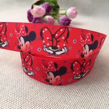 

NEW 25mm cartoon rib ribbon , free shipping, red mickey Minnie mouse, gift packaging decoration products