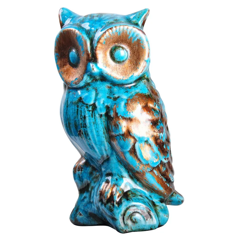 Голубой лед Сова Фарфор Статуя home decor ремесел номер украшения американский