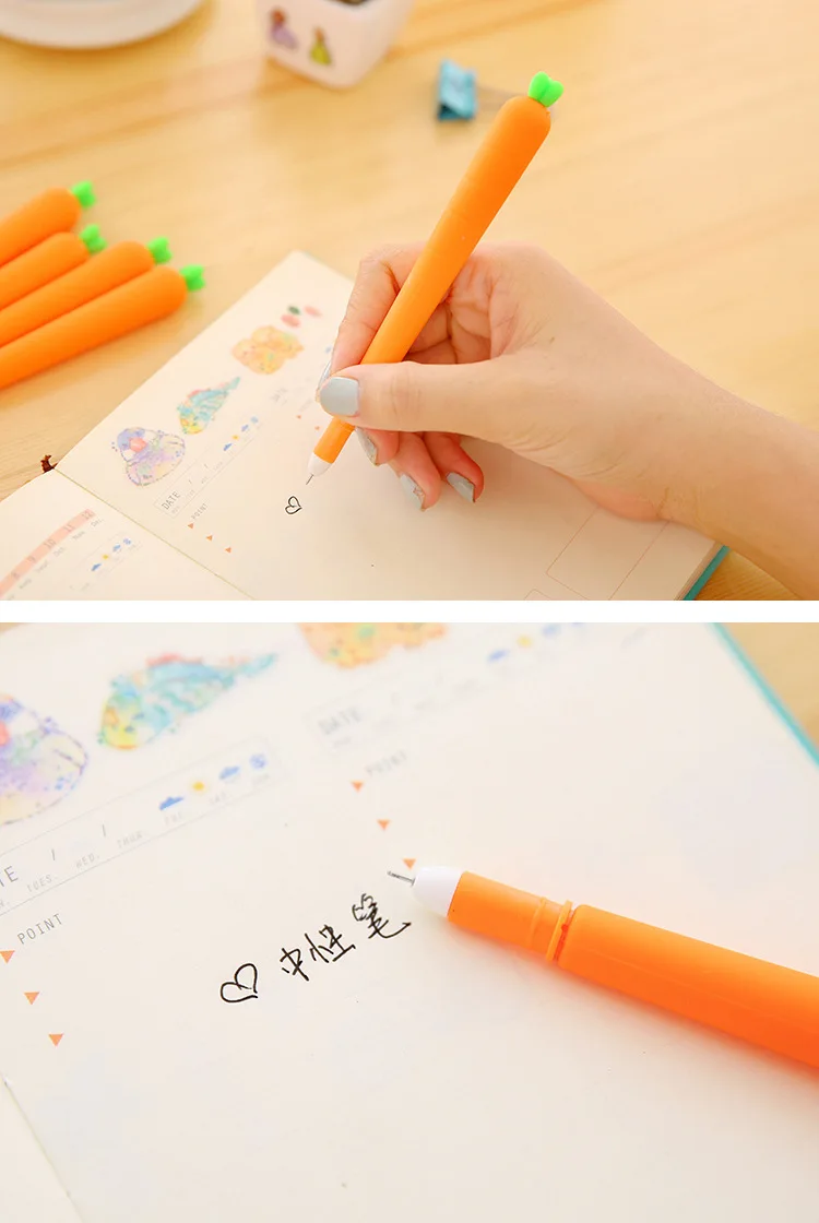 10 шт./партия Корея креативные канцелярские принадлежности милый морковь черный нейтральная ручка подарок студентам индивидуальность