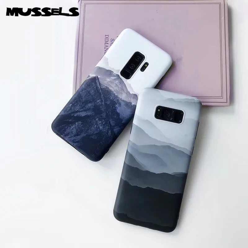 Мидии для Samsung Galaxy S8 S9 плюс Чехол Note 8 9 S10 + S10e чехол телефона Горный пейзаж Мягкие TPU
