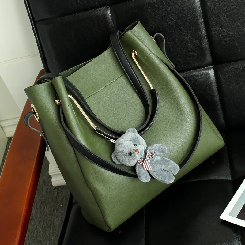 2019 أزياء النساء حقيبة 2 قطعة/المجموعة بو الجلود مركب حقيبة أعلى-حقائب بيد للإناث حقيبة ساع السيدات حقيبة يد كروس