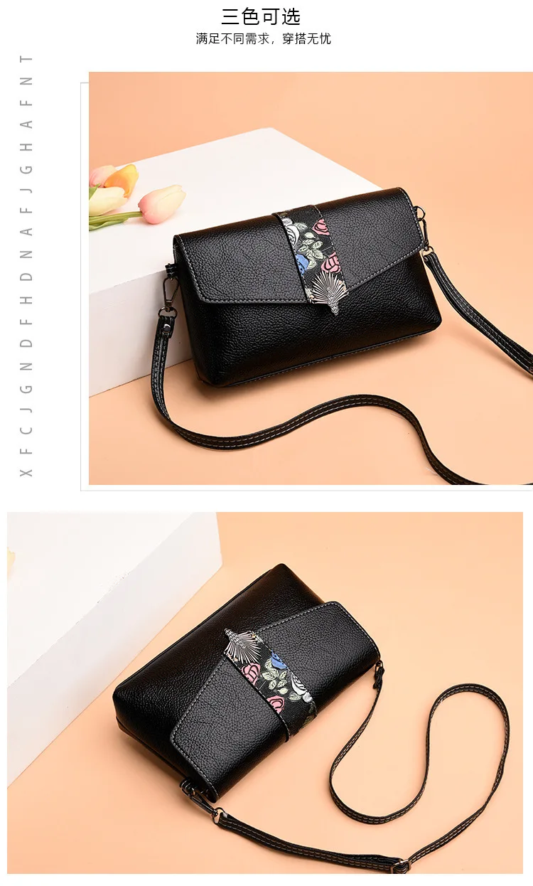 Women's Vintage Floral Printing Messenger Bag Female Black Brown Red Crossbody Flap bag Women Fashion Small Phone Purse Handbags (16)