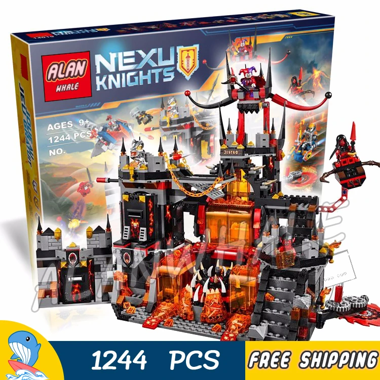 

1229pcs New Knights Jestro's Volcano Lair Castle Base Children 10521 Model Building Blocks Toy Nexus Bricks Compatible With Lego
