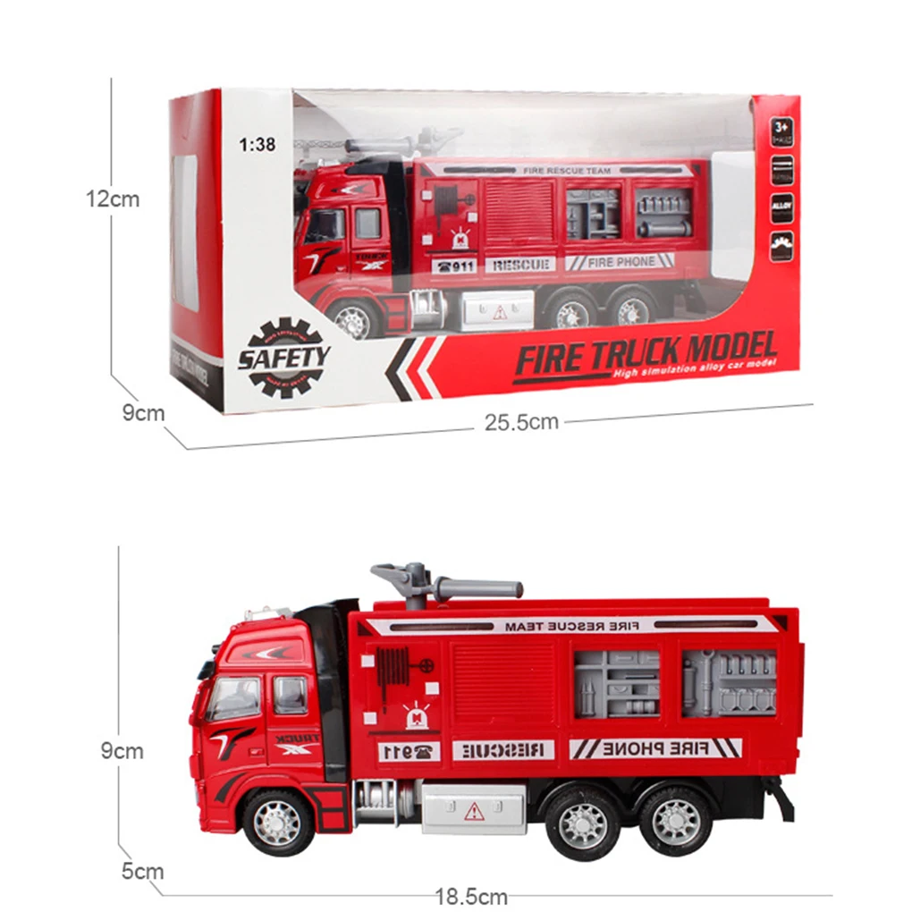 Дети Мальчики 1:18 оттягивать Сплав ABS игрушка «пожарная машина» модель автомобиля подарок на день рождения праздник