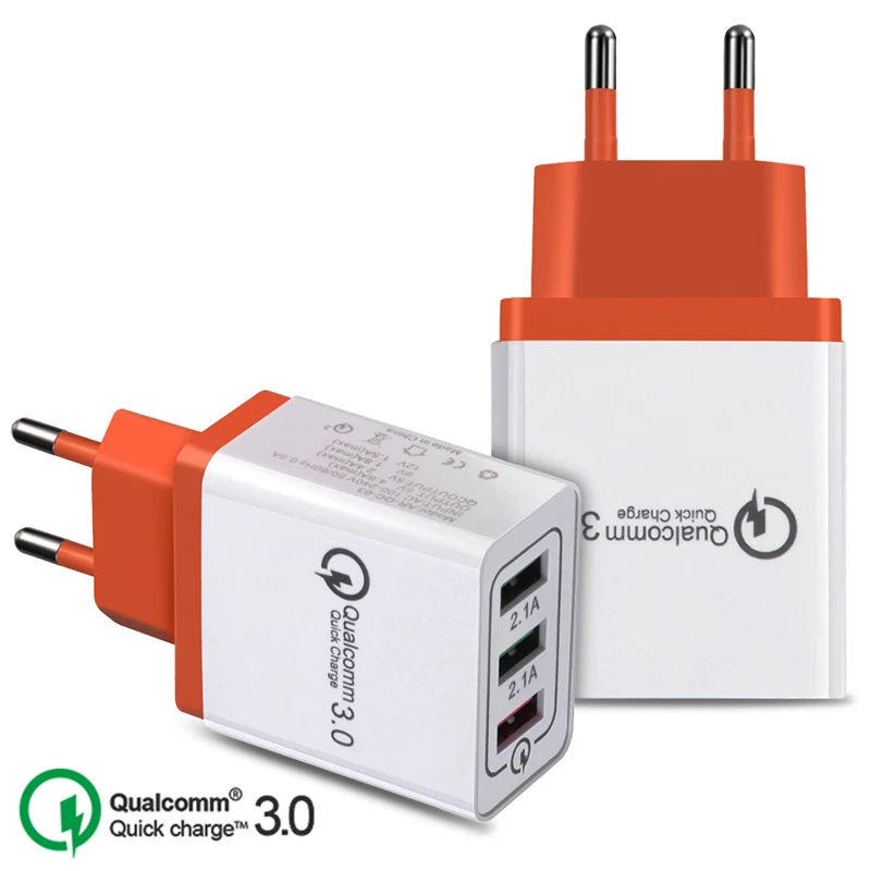 

18 W USB Quick Charge 3.0 5V 3A For iphone 7 8 EU US Plug Mobile Phone Fast Charger Charging For Samsung Huawei AC Power Charger