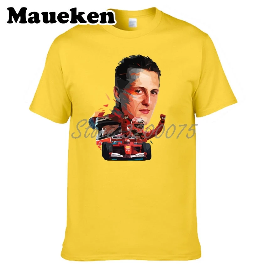 Мужская футболка Michael Schumacher 1 racing driver seven time Formula одежда чемпиона мира с круглым