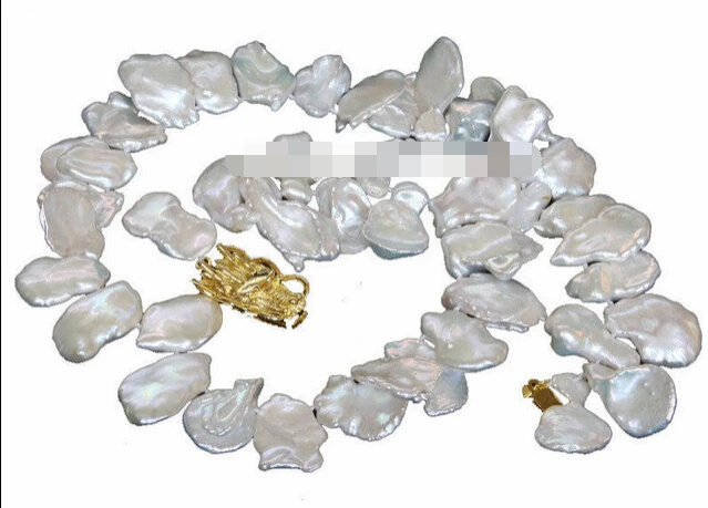 

Hot sell Noble- FREE SHIPPING>>>@@ AS2092 natural 17" big baroque white Reborn keshi pearls necklace