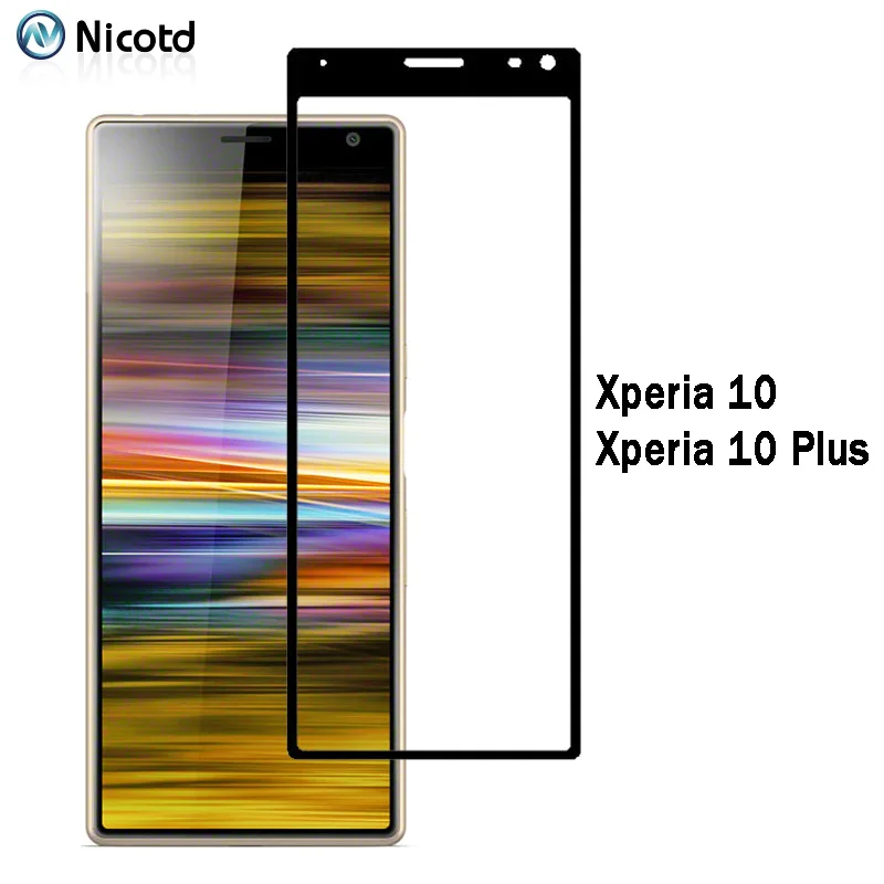 Nicotd On For Sony Xperia 10 Tempered Glass Full Coverd Film For Sony Xperia 10 Plus X10+ Protector Screen 2.5D Protective Glass (1)