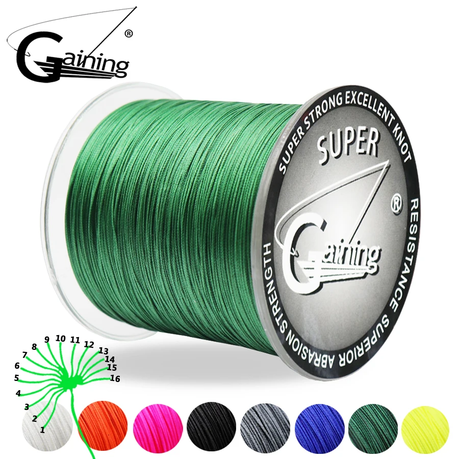 Kazanç 500m 16 iplikçik örgüleri PE örgü misina Multifilament 60LB 80LB 110LB 130LB 220LB 275LB 310LB