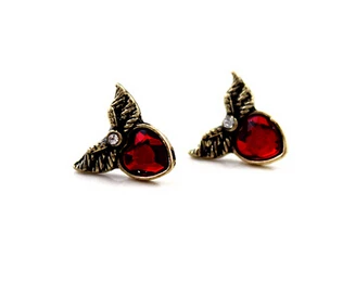 

Promotion Vintage Bronze Angle Wing Love Heart Zircon Cystal Stud Earrings Fashion Jewelry E3348