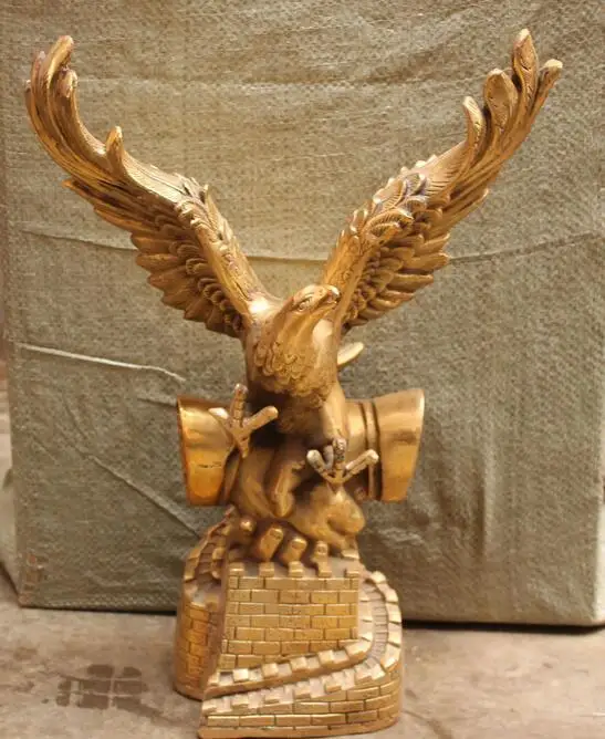 

19" Chinese Bronze Fly Arabia Hawk Eagle Bird On Hand The Grest Wall Sculpture